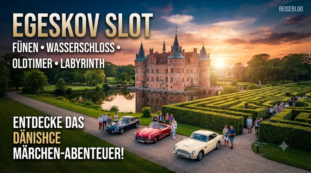 Schloss Egeskov (Fünen) Eines der am besten erhaltenen Wasserschlösser Europas mit Oldtimer-Museum und Labyrinth. – Eindruck aus Småland, Schweden
